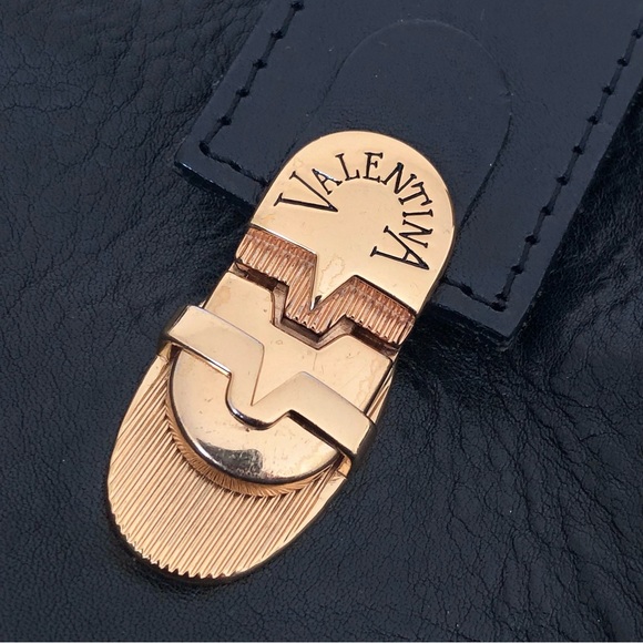 VALENTINA "Made In Italy" Mustang Black Shoulder Genuine Leather Handbag – OS - Picture 3 of 11